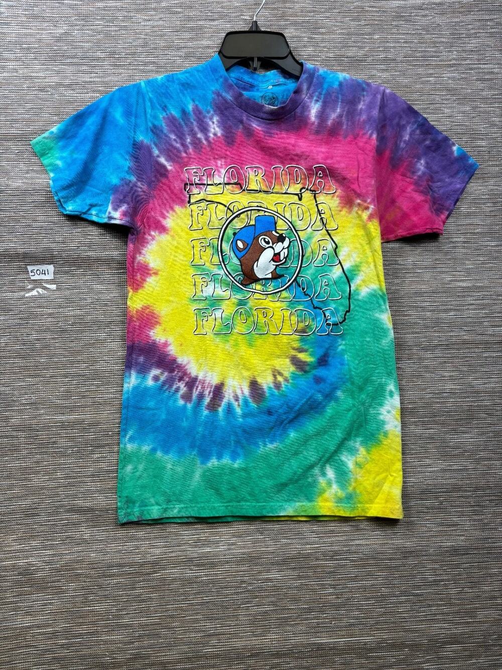 Bucees Tie Dye Graphic Print Shirt Mens Size S Florida Colorful Fun Hippie